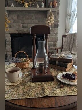 Cabincore Classic Dark Wood Hurricane Candle Holder - Dark Brown